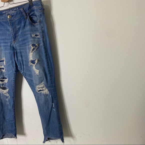 American Eagle Super Low Rise Distressed Patchwork Jegging Size 18 Short - Picture 5 of 15